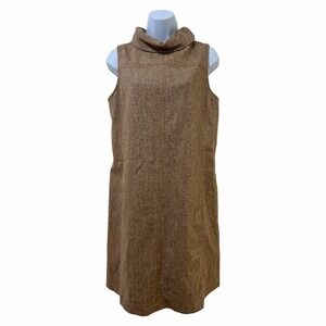 Vintage Lilly Pulitzer Wool Tweed Mock Neck Mini Dress Size 8 Brown Retro 70s
